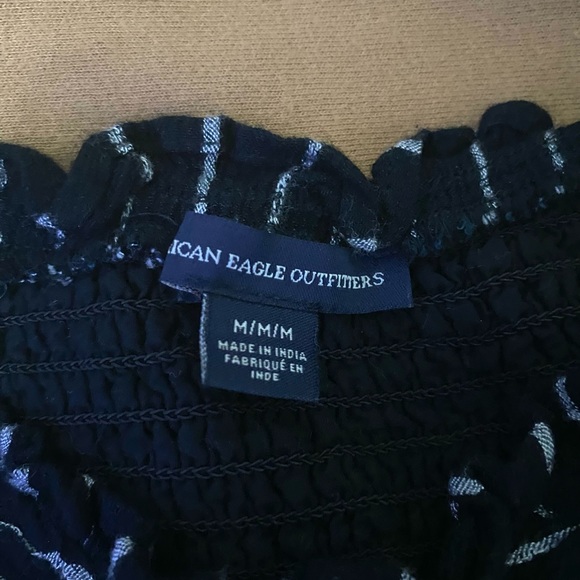 AE American Eagle Outfiters cropped corset top black and white striped - Picture 2 of 5